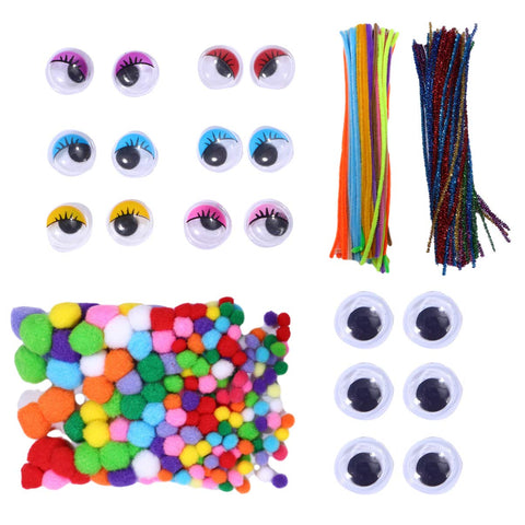EXCEART 700 Pcs DIY twist stick glue Eyes fur ball set chenille wire crafts cleaner animals craft for kids Children toys cleaners craft Dacron preschool self made decorate