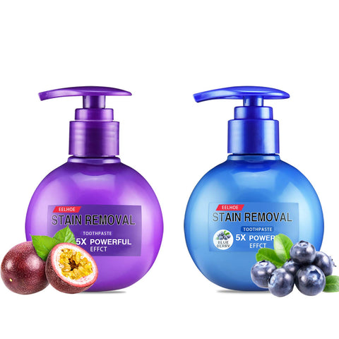 FREEORR 2Pcs Intensive Stain Removal Gel Toothpaste, Purple Toothpaste for Teeth, Fresh Breath Oral Care, More Hygienic and Durable Pump Design Toothpaste