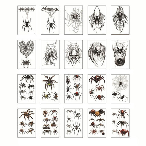 Waterproof Sweat Horror Dark 3D Three-Dimensional Spider Tattoo Stickers Spider Web Halloween Temporary Tattoo Stickers