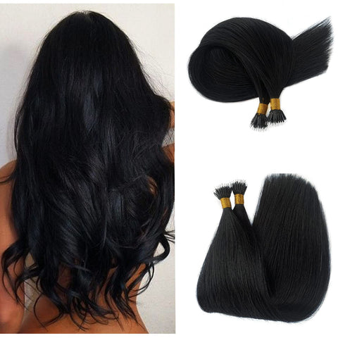 Smavida Black Nano Extensions Human Hair 14 Inch Natural Black Nano Tip Hair Extensions Human Hair 100% Remy Human Hair Extensions Pre Bonded Nano Ring Hair Extensions Silky Straight 50g/50s