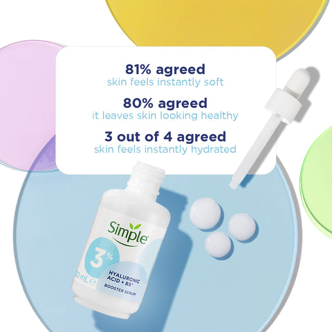 Simple 3% Hyaluronic Acid + B5* serum Booster Serum skin care product suitable for all skin types for hydrated, softer skin 30 ml