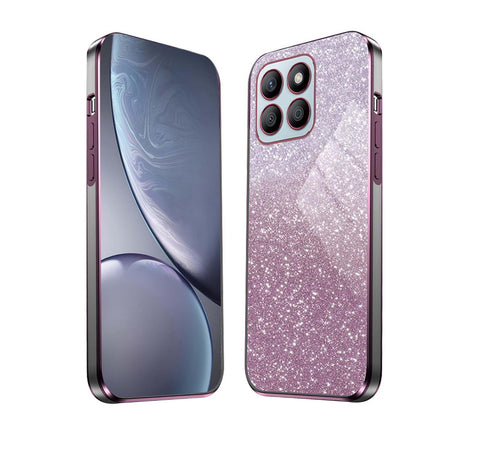 HAOYE Case for Huawei Honor X8b, Slim Silicon TPU Electroplated Frame Cover, Anti-Scratch Shockproof Protective Shell with Shiny Sticker. Pink