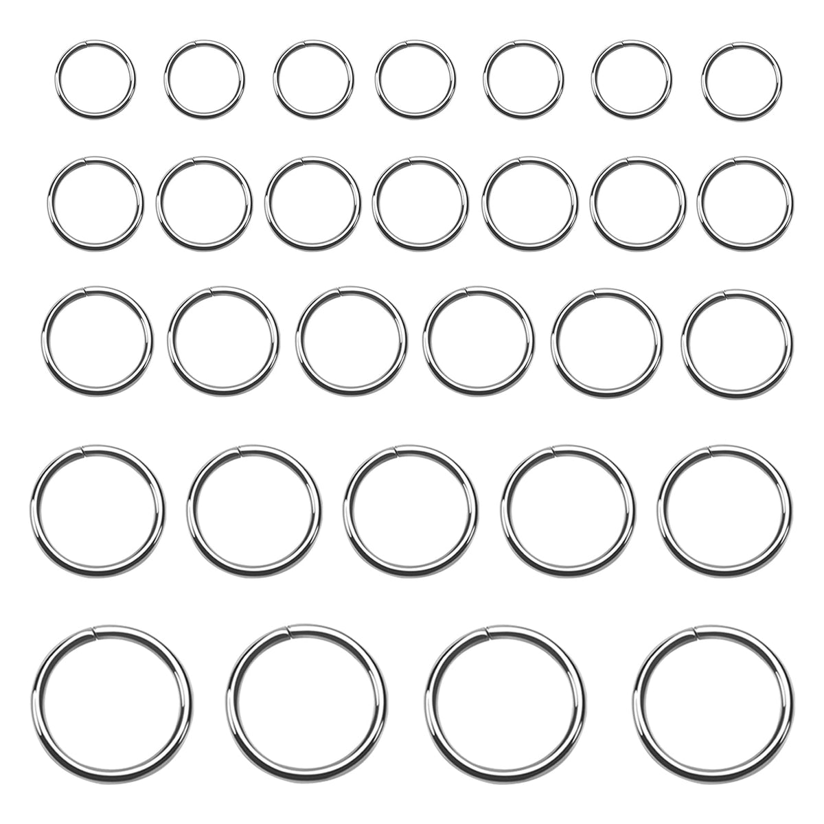 TOAOB 130pcs Jump Rings Open Jump Ring 304 Stainless Steel Jewellery Connector Joining Chain Links Silver 12 mm 14 mm 16 mm 18 mm 20 mm for Necklace Bracelet Jewellery Making
