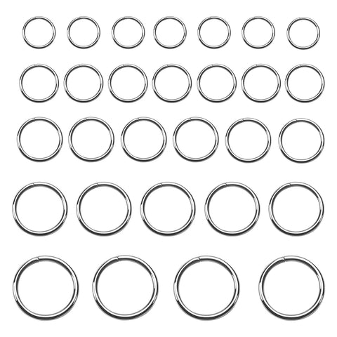 TOAOB 130pcs Jump Rings Open Jump Ring 304 Stainless Steel Jewellery Connector Joining Chain Links Silver 12 mm 14 mm 16 mm 18 mm 20 mm for Necklace Bracelet Jewellery Making