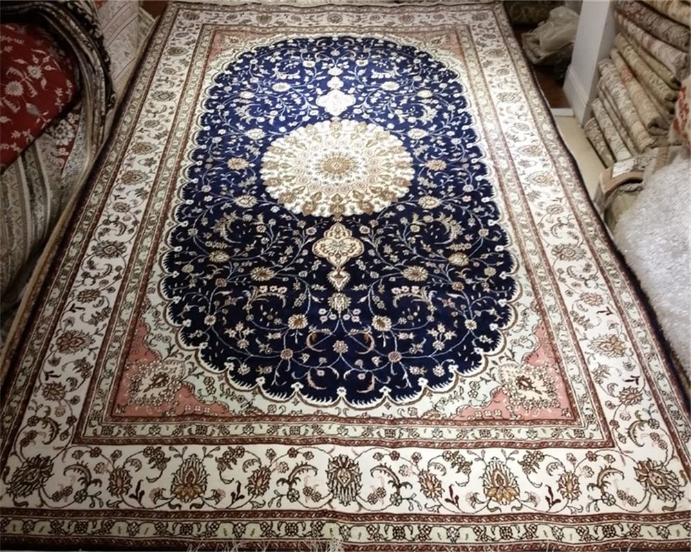 6 ft x 9 ft Handmade Silk Carpets Persia Design for Office Rugs