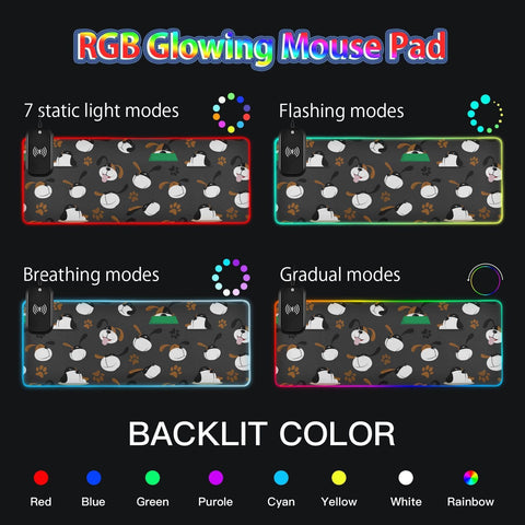 Funny Dog Paw-01 Wireless Charging Mouse Pad for Mobile Phone Extra Large Gaming Mousepad with 13 Lighting Modes Computer Mat for MacBook PC Laptop Desk Office Home Gaming