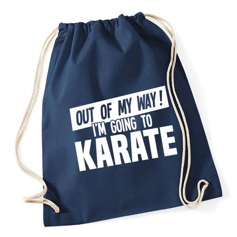 Hippowarehouse Out of My Way I'm Going to Karate Drawstring Cotton School Gym Kid Bag Sack 37cm x 46cm, 12 litres