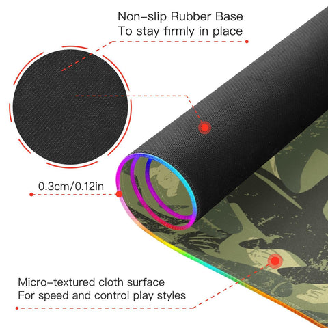 Camouflage Shark Wireless Charging Mouse Pad for Mobile Phone Extra Large Gaming Mousepad with 13 Lighting Modes Mouse Mat for Gaming MacBook PC Laptop Desk Home Office
