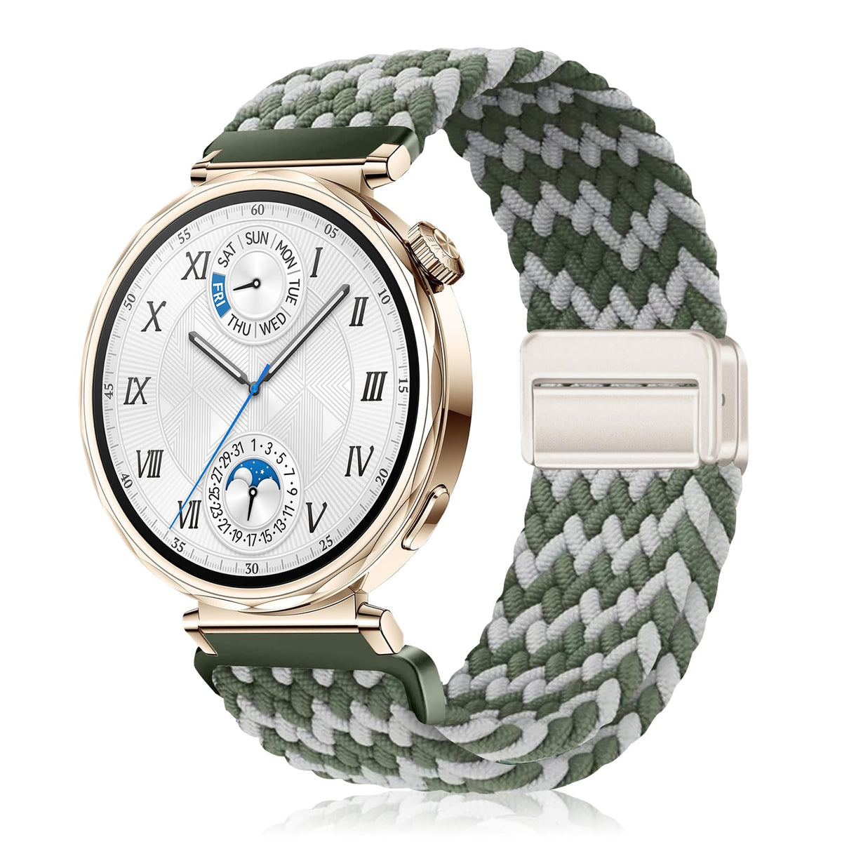 YealRed 18mm Nylon Strap Compatible with Huawei Watch GT 5 / Watch GT 4 41mm, Magnetic Buckle Sport Band, Replacement Strap for Men and Women for Huawei Watch GT 5 / Watch GT 4 41mm (Gray-green)