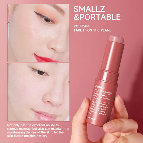 Easilydays Makeup Cleansing Stick, Face Makeup Remover Creams Nourishing Cleansing Balm, 2 in-1 Cleansing & nourishing Makeup Remover Stick, Balm To Oil Nourishes Skin for Face, Eye and Lip, Gentle and Soothing Facial Skin
