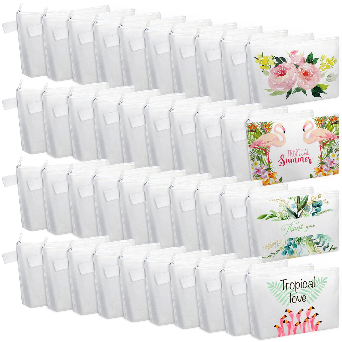 Saintrygo 40 Pcs Blank Canvas Bag Sublimation Cosmetic Canvas Pouch (5 x 8 x 1.8 Inches)