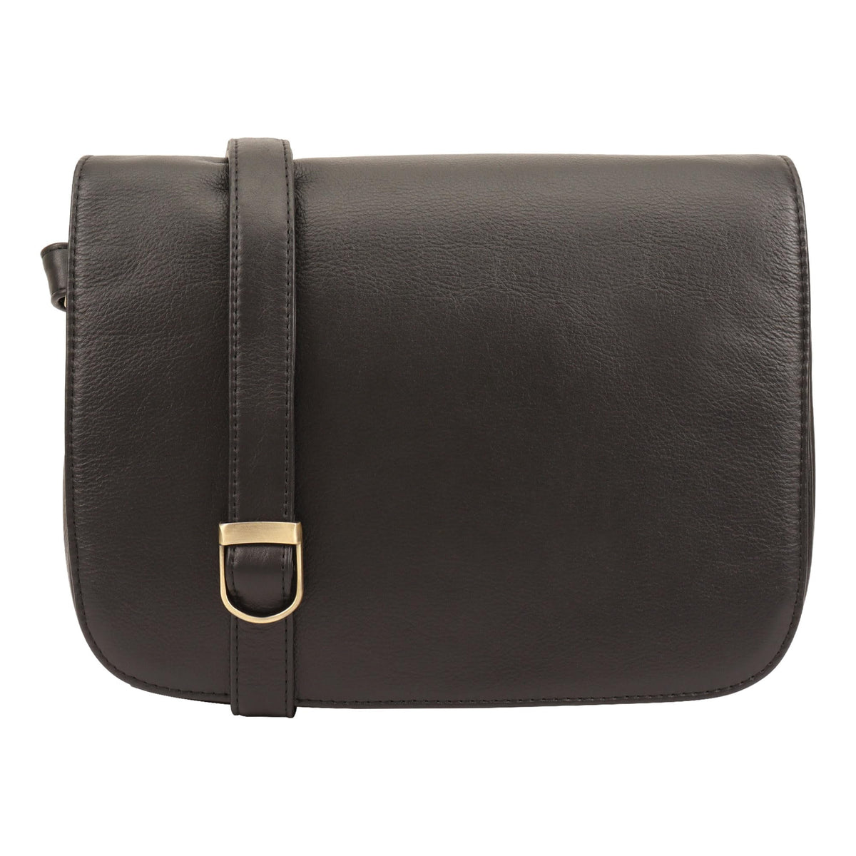 Lloyd Baker Genuine Leather Crossbody Bag, Soft Shoulder Handbag with Adjustable Strap, Compact Size with Multiple Compartments, Nahan (BLACK)