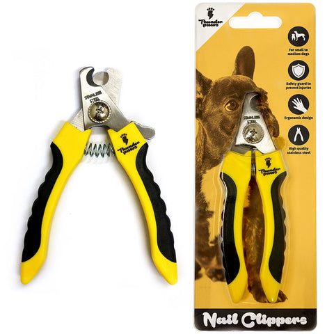 Thunderpaws Professional-Grade Dog Nail Clippers with Protective Guard and Safety Lock (Small to Medium Breeds, Yellow)