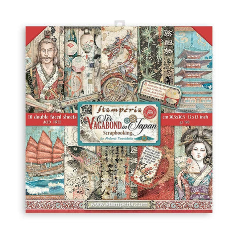 Stamperia International Stamperia-Scrapbooking Pad-Double Sided-Sir Vagabond in Japan, Mixed Colours, 6 x 6 inches