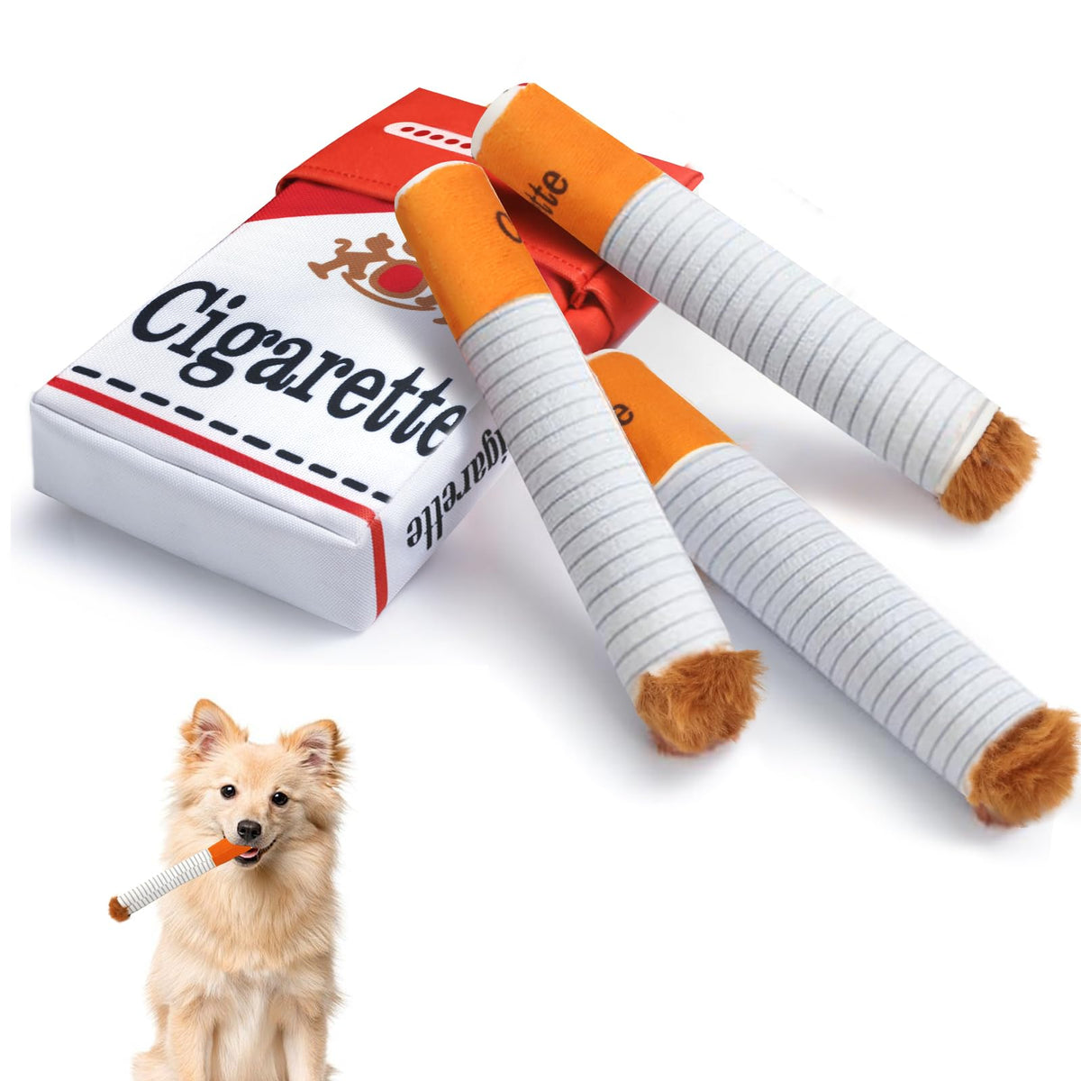 YGJT Dogs Interactive Toys, Dog Toys for Boredom, Funny Giggle Squeak Toy Cigarette Shape Interactive Toy for Small Medium Large Dogs Birthday Gifts, Dog Accessoris