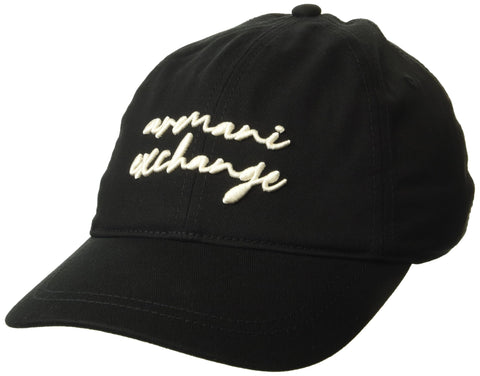 A?X ARMANI EXCHANGE Women's Script Logo Baseball Hat, Black/Iso, One Size