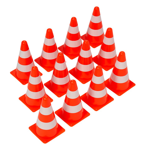 Bramble - 12 9" Multi Sport Marker Premium Training Traffic Cones - Orange & White - For Football, PE, Hockey, Agility Training - 23cm / 9"