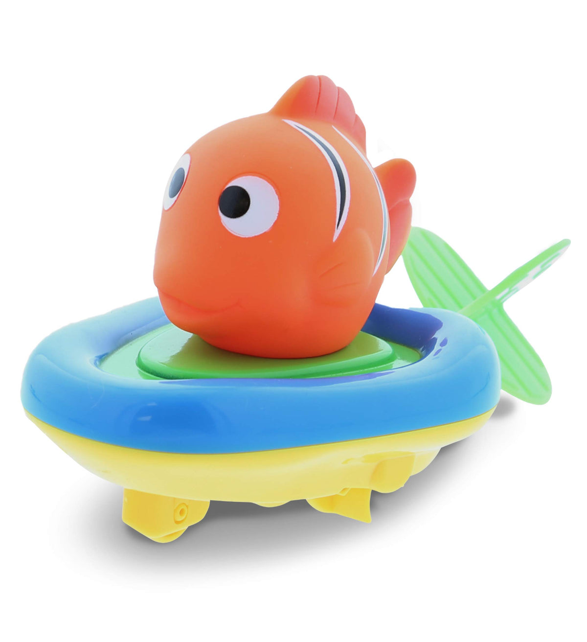 Dollibu Boat Racer Buddy, Fun Educational Bath Toy Finger Puppet Pull and Go Water Racing Sea Life Pal for Shower Pool Bathtub Swim Hard Surfaces - Baby Toddler and Boy - 6 Inch - 3 in 1 Game - Fish
