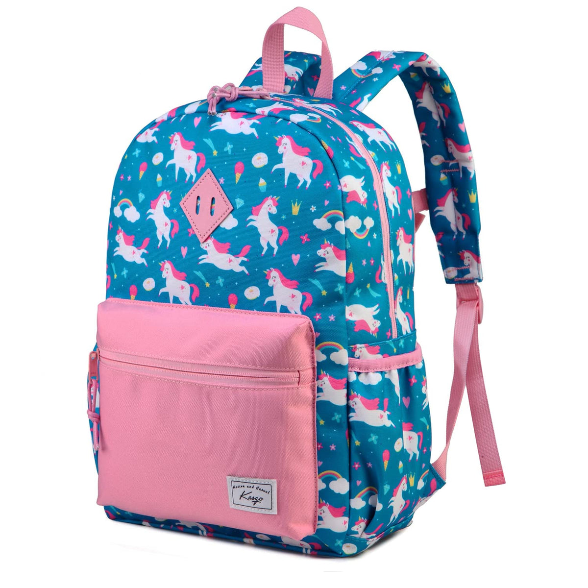 Kasgo Kids Backpack, Cute Lightweight Water Resistant Preschool Toddler Backpack for Boys and Girls Children School Bag Bookbag for Kindergarten with Chest Strap, Blue Unicorn