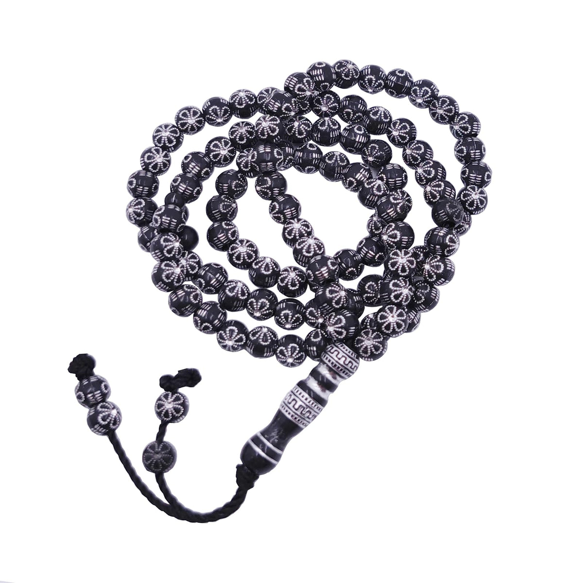 MIACIA 8mm Tasbih Prayer Beads Islamic Prayer Rosary Beads Muslim Islam Misbaha Tasbeeh Sibha 99 Prayer Beads Necklace Hand Bracelets (Black-1)