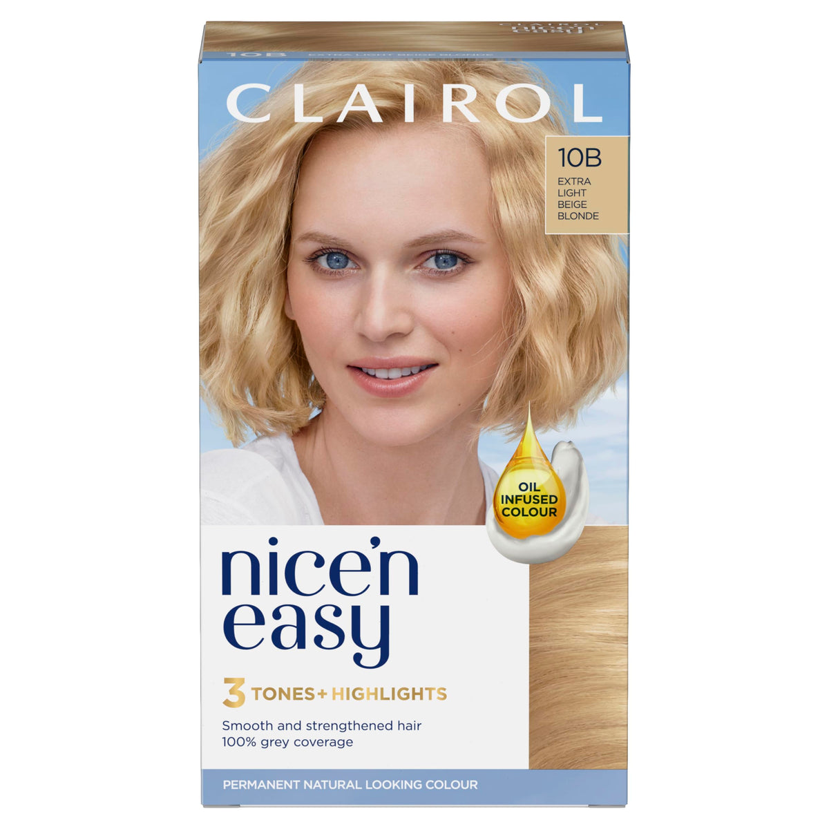 Clairol Nicen Easy CrÃƒÆ’Ã†â€™Ãƒâ€ Ã¢â‚¬â„¢ÃƒÆ’Ã¢â‚¬Â ÃƒÂ¢Ã¢â€šÂ¬Ã¢â€žÂ¢ÃƒÆ’Ã†â€™ÃƒÂ¢Ã¢â€šÂ¬Ã…Â¡ÃƒÆ’Ã¢â‚¬Å¡Ãƒâ€šÃ‚Â¨me, Natural Looking Oil Infused Permanent Hair Dye, 10B Extra Light Beige Blonde