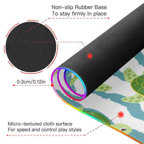 Green Turtles Wireless Charging Mouse Pad for Mobile Phone Extra Large Gaming Mousepad with 13 Lighting Modes Computer Mat for Gaming MacBook PC Laptop Desk Office Home