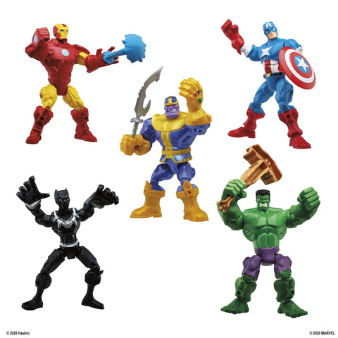 Marvel Hasbro Super Hero Mashers Battle Mash Collection Pack, Includes Iron Man, Black Panther, Thanos, Hulk, and Captain America 6-inch Figures (Amazon Exclusive)