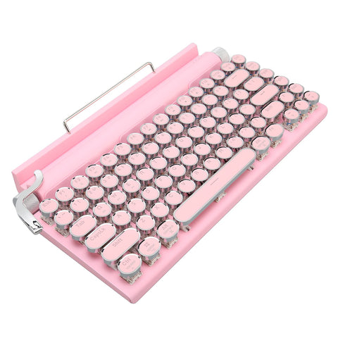 Electric Typewriter Vintage, 83 Key Typewriter Style Mechanical Gaming Keyboard with Knob Control, Punk Round Keys, for Android, for Win 10, for iOS, for OS X Laptop ()