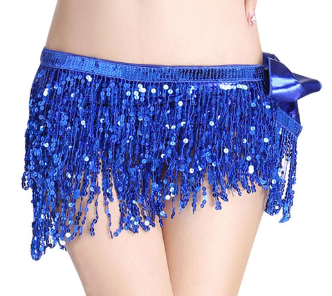 Gypsy Dancing Skirt for Women Belly Dance Hip Scarf Sequin Belt Sexy Girls Night Clubs Performance Halloween Costume Navy