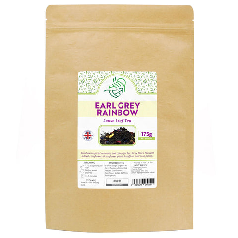 Earl Grey Rainbow - Premium Loose Leaf Tea Infused With Bergamot Oil - with Saffron & Cornflowers & Sunflowers & Rose (Rainbow, 175g)
