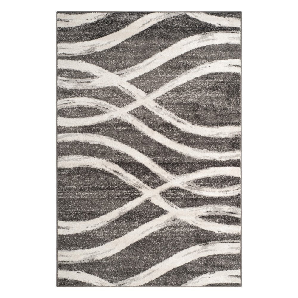 SAFAVIEH Adirondack Collection Area Rug - 6' x 9', Grey & Cream, Modern Wave Distressed Design, Non-Shedding & Easy Care, Ideal for High Traffic Areas in Living Room, Bedroom (ADR125B)
