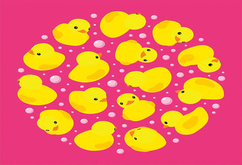Ambesonne Rubber Duck Aluminum Water Bottle, Fun Duckies Circle Pattern Bath Toys Bubbles Animal Print, Insulated Spill-Proof Travel Sports Bottle, 16.9 oz, Yellow Pink
