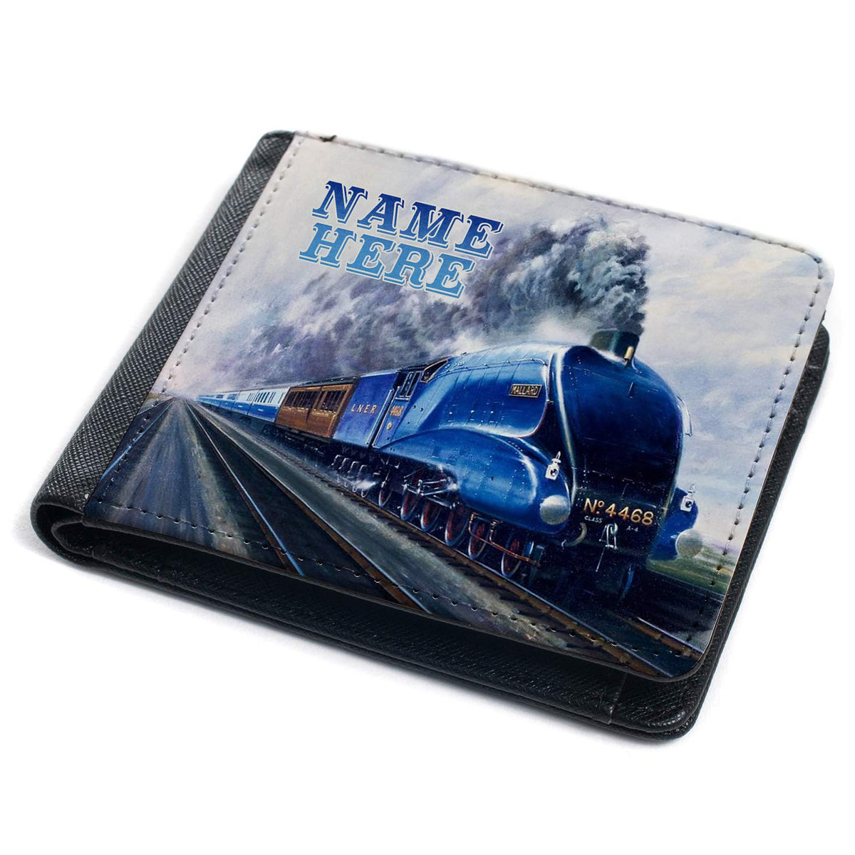 KRAFTYGIFTS Mallard Steam Train Wallet Mens Bi-Fold Coin Card Holder Trainspotter Personalised MS01