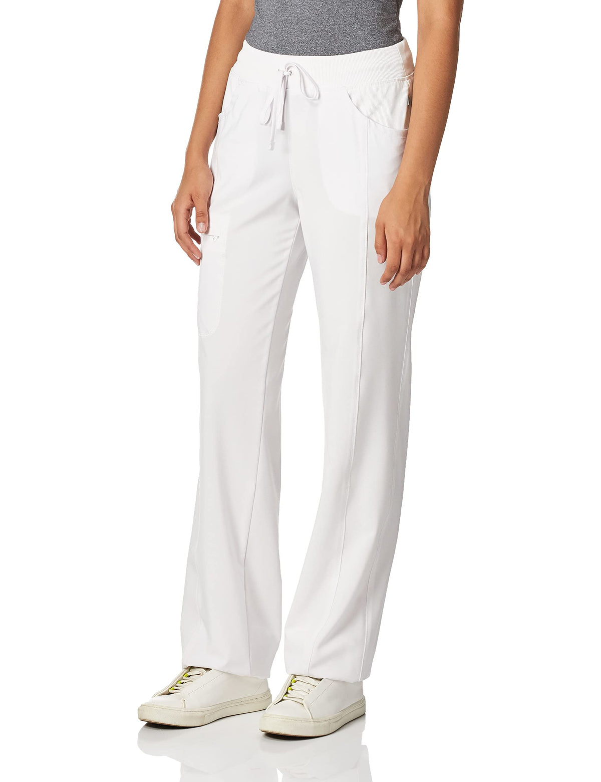Infinity Cherokee Drawstring Pant for Women Straight Leg with 360 Stretch, Wrinkle-Resistant & 4 Pockets 1123A, M, White