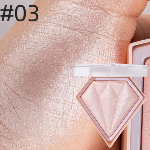 KARLOR Pink Highlighter Powder, Diamond Highlighter Palette Shimmer Face Highlighter Make up Pearl Glitter Blush with Shimmer Rose Highlight Glow Face?03#Light Pink?