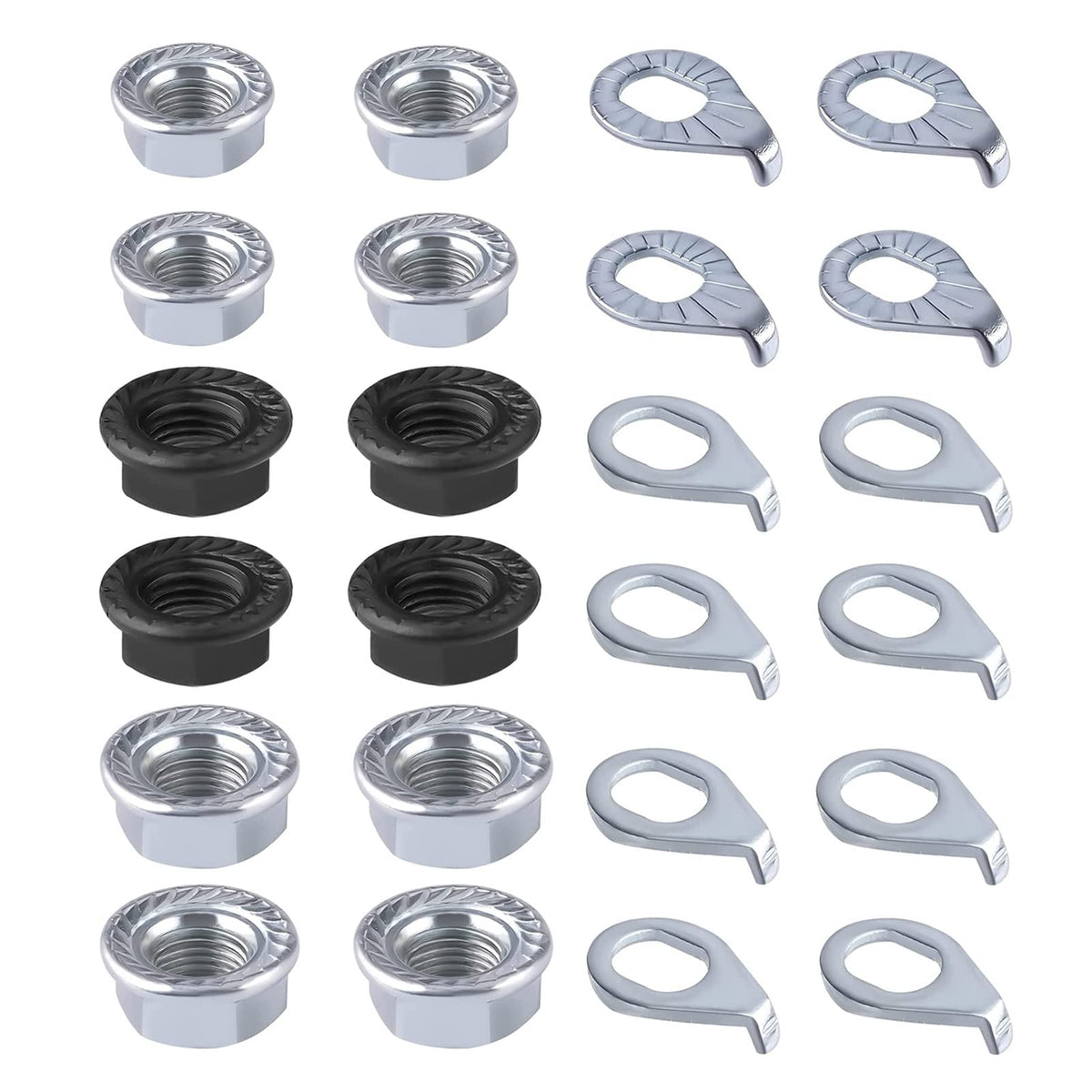 12 PCS Bicycle Wheel Nuts,Bike Wheel Axle Nut,Flange Nuts,Bicycle Front wheel Rear Wheel Nuts,M8 M9.5 M10 Bicycle parts,Including 12 PCS Bicycle Hub Safety Washer Kit Applied to Mountain Bike Parts