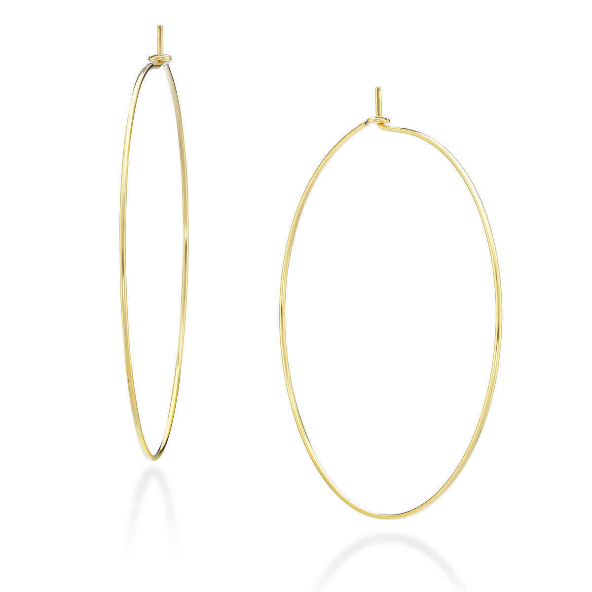 Miabella 925 Sterling Silver or 18Kt Yellow Gold Over Silver Super Thin Threader Wire Hoop Earrings for Women Made in Italy (yellow-gold-plated-silver, 60mm)