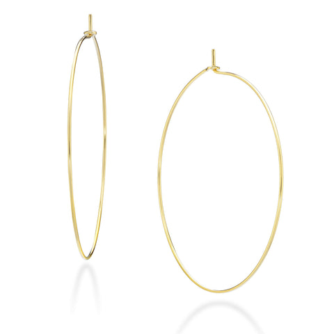Miabella 925 Sterling Silver or 18Kt Yellow Gold Over Silver Super Thin Threader Wire Hoop Earrings for Women Made in Italy (yellow-gold-plated-silver, 60mm)