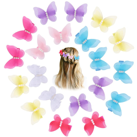 Pack of 20 Butterfly Hair Clips Girls 3D Butterfly Hair Clips Colourful Snap Hair Clips Butterfly for Kids Girls Bows Hair Accessories