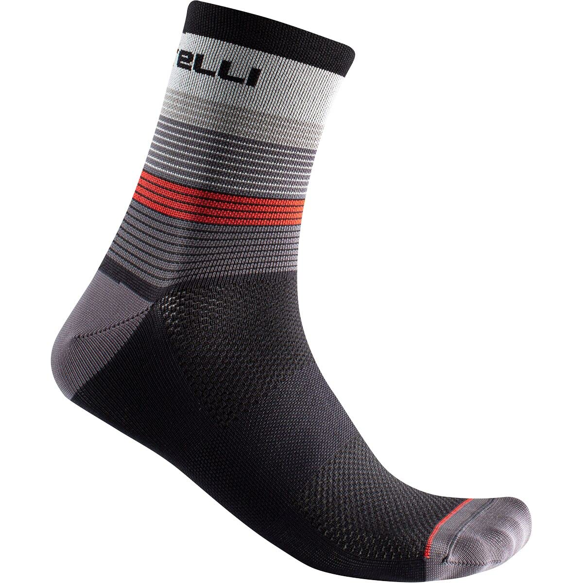 Castelli Scia 12 Sock Gray/Dark Gray/Red/Black, S/M - Men's