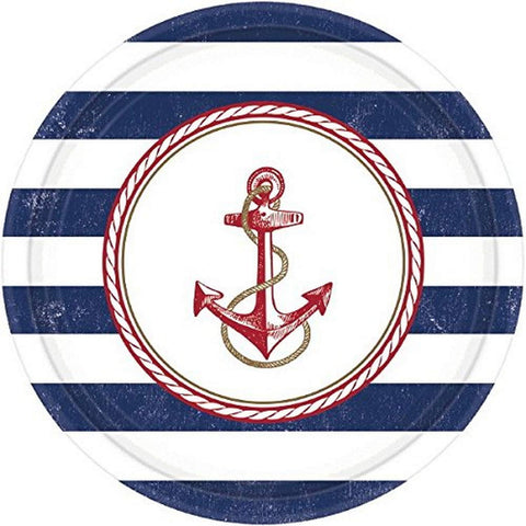 Amscan Anchors Aweigh Party Plates, 10.5", 8 Ct.
