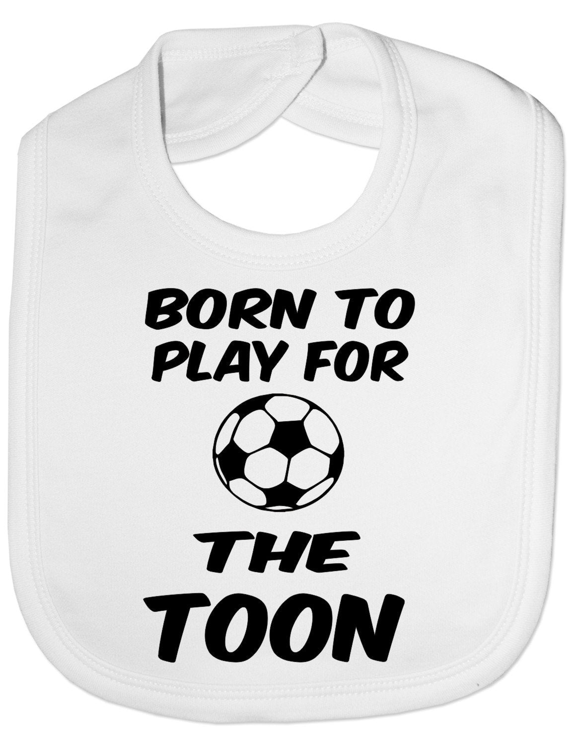 Print4U Born To Play Toon/Newcastle - Funny Baby/Toddler/Newborn Bib - Baby Gift white
