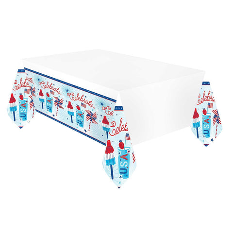 Amscan 571949 Celebrate USA Party Table Cover, 54" x 102", 1 piece