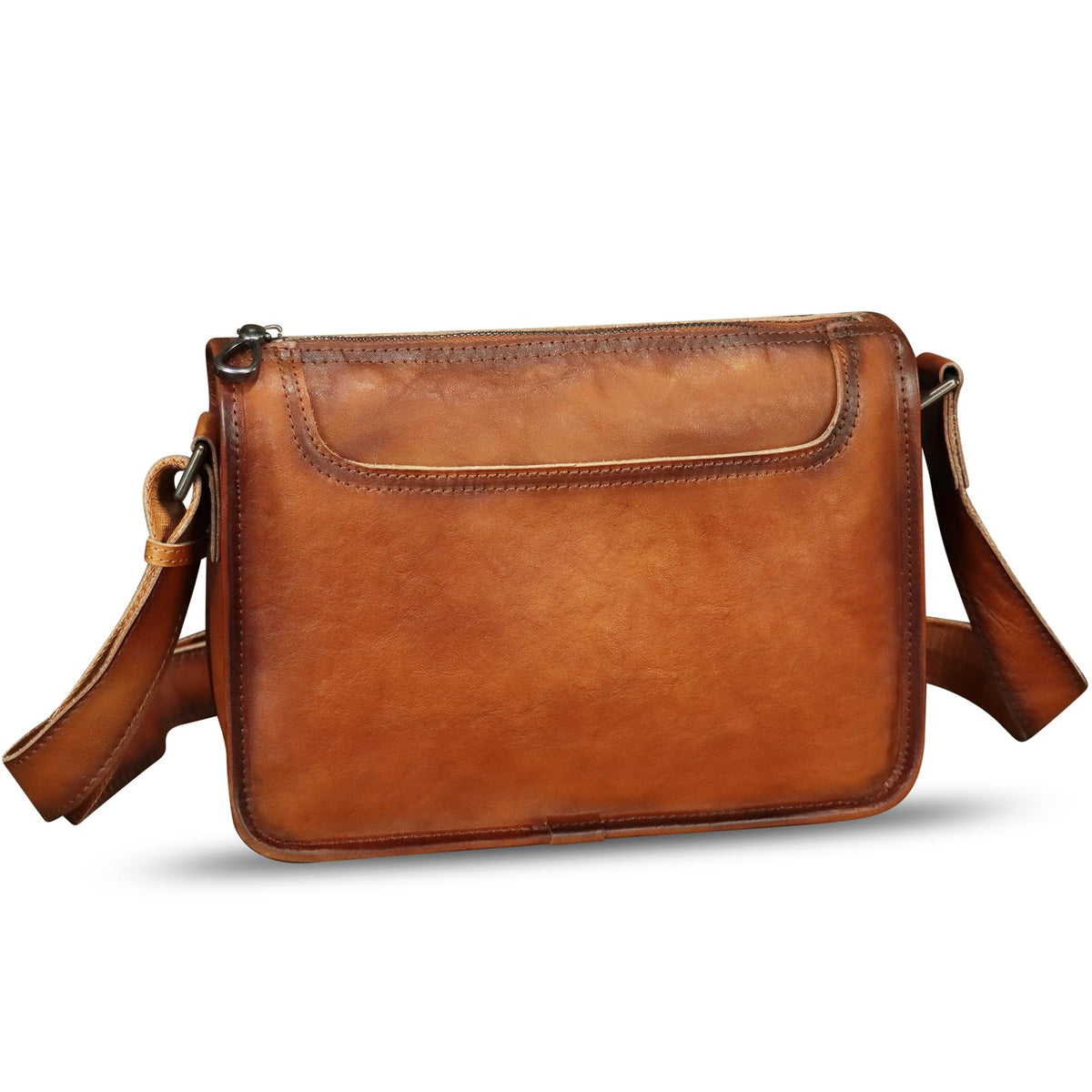 IVTG Genuine Leather Messenger Bag for Men Crossbody Shoulder Bag Casual Sling Daypack Business Daily Sling Purse Satchel (Brown)