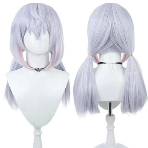 Sigewinne Cosplay Wig for Anime Genshin Impact Wigs Fontaine Long Light Purple Straight Ponytail Hair Synthetic Fabric with Wig Cap for Women Comic Con, Cosplay Show,Halloween