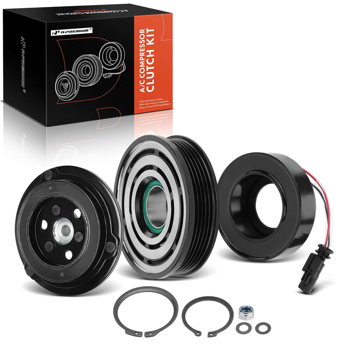 A-Premium Air Conditioner AC Compressor Clutch Kit Compatible with Chevrolet Cruze 2015-2019 1.4L, Cruze Limited 2016 1.4L