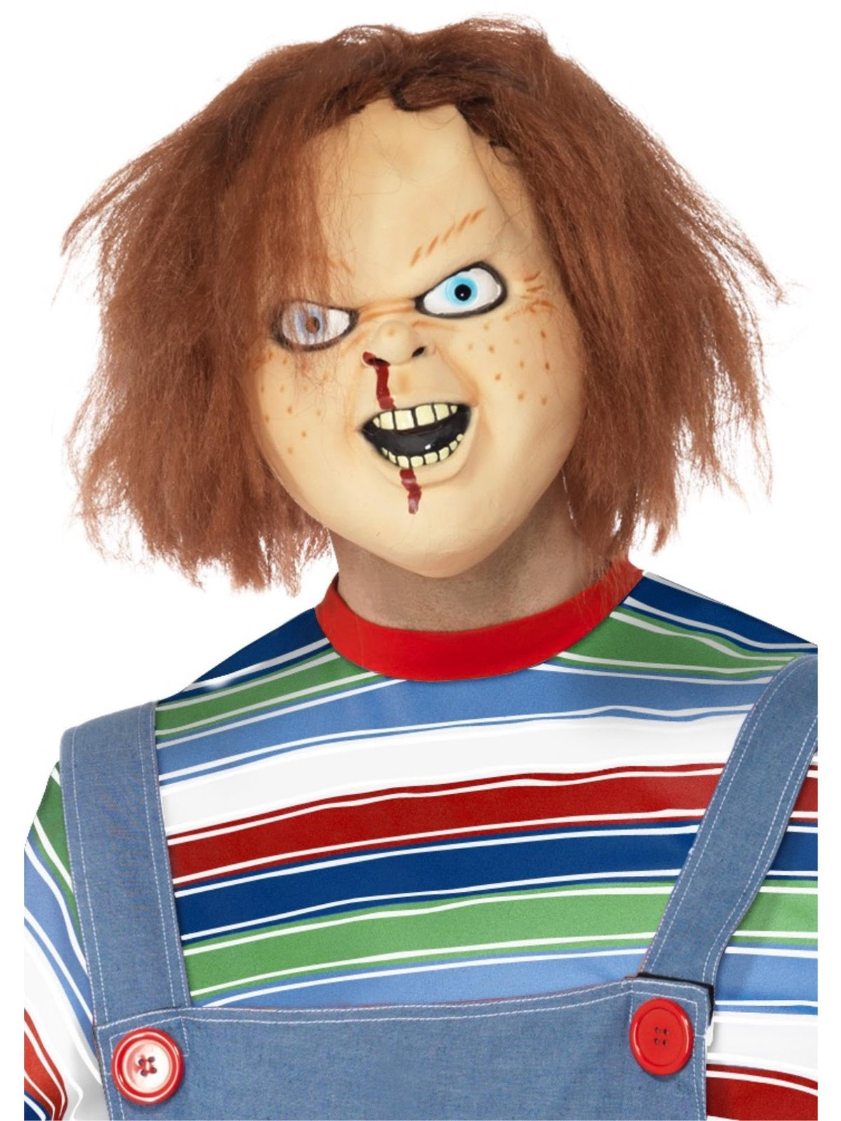 Smiffys Chucky Latex Mask for Adults, Full Overhead Mask with Stitch Detail, Officially Licensed, Scar Detail and Built-in Hair, Perfect for Halloween and Matching Costumes