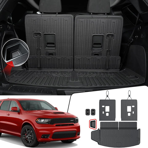 JOULARISE Cargo Mat Backrest Mats for 2016-2024 Dodge Durango 6/7 Seats Accessories, All Weather TPE Protectors Cargo Liner Trunk Mat Seat Back Covers Behind 3rd Row(Cargo Mat and 3rd Backrest Mats)