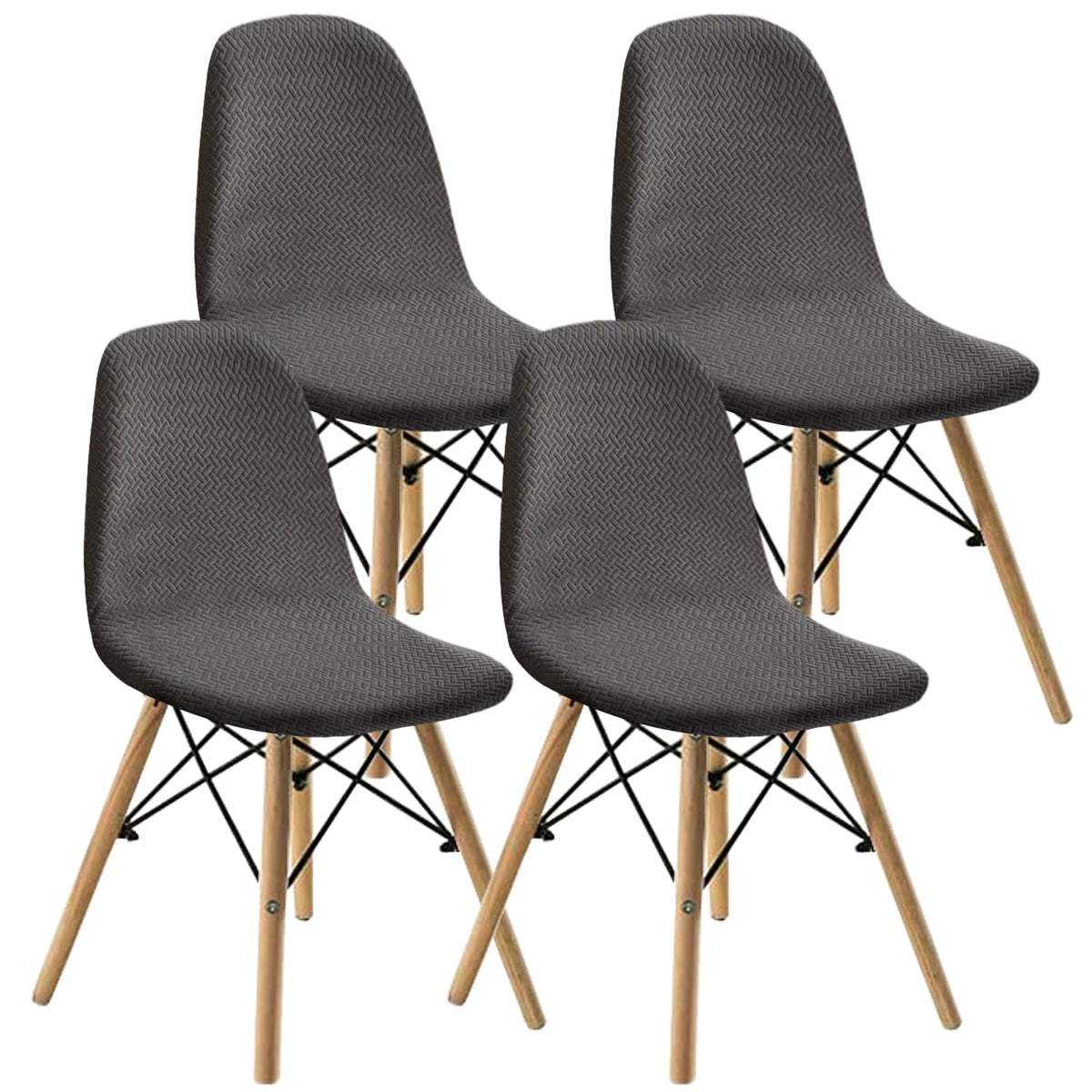 KELUINA Dining Chairs Covers Set of 2/4/6,Style Shell Dining Chair Mid Century Modern Chair Sipcover,Upholstered Dining Accent Side Chair Covers (Dark Gray,4 PCS)