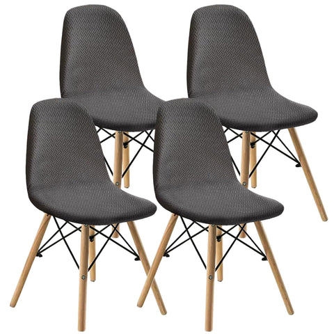 KELUINA Dining Chairs Covers Set of 2/4/6,Style Shell Dining Chair Mid Century Modern Chair Sipcover,Upholstered Dining Accent Side Chair Covers (Dark Gray,4 PCS)